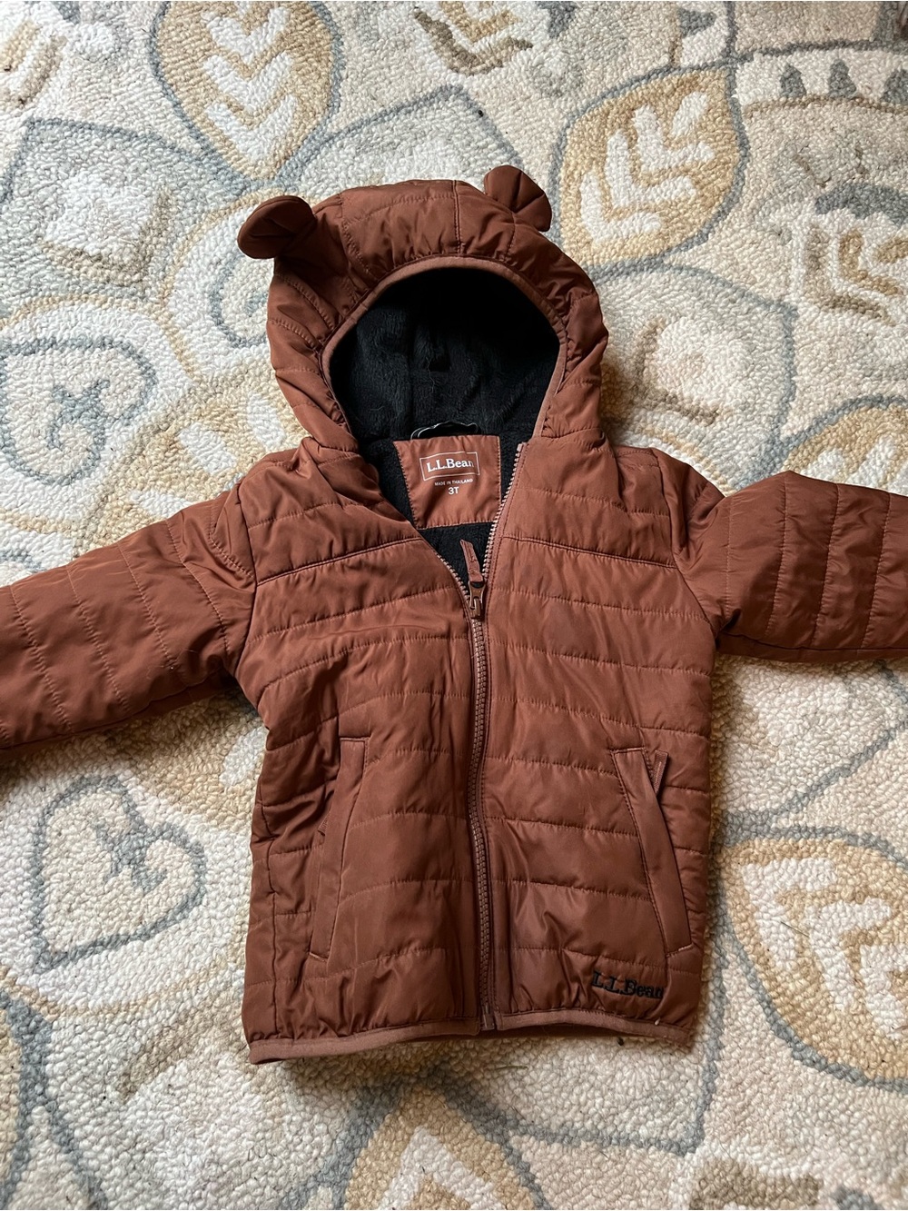 L.L.Bean Toddler Puffer Jacket in Rust with Hood Ears